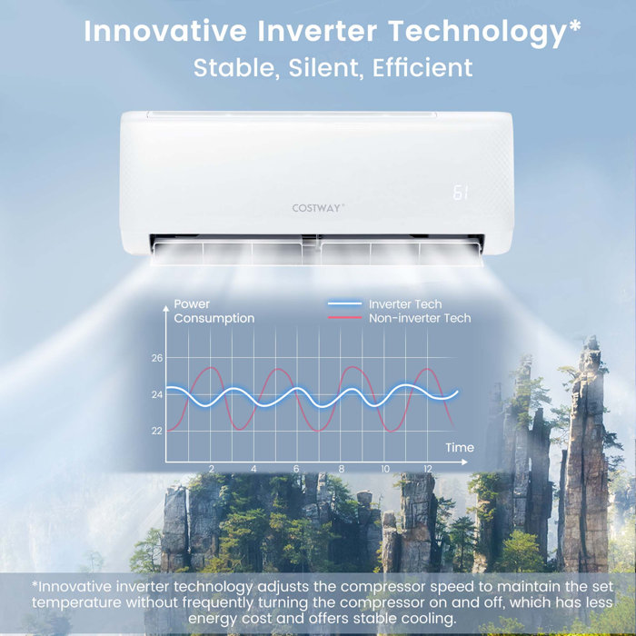 Costway Ductless Mini Split Air Conditioner with Heater and Remote